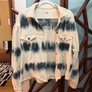 Anthropologie POL Tie Dye French Terry Oversized Button Down